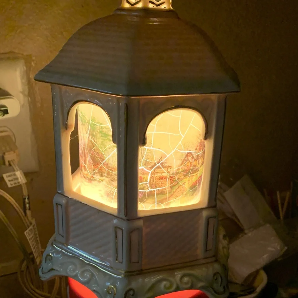 Vintage Thomas Kinkade Cottage Gazebo Lighted Music Make A Wish Box